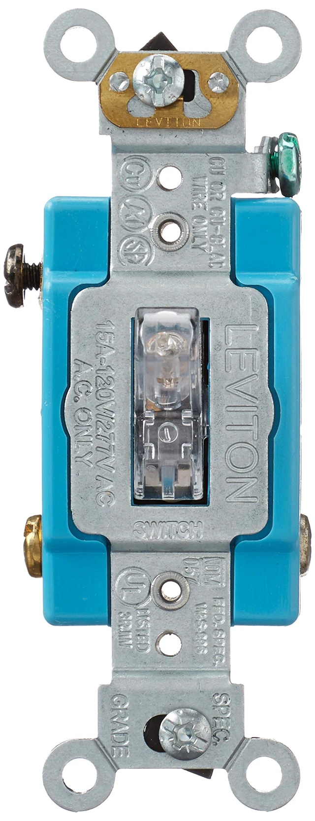 Alt view image 2 of 5 - Leviton Toggle Pilot Light Switch, 1201-PLC, Clear