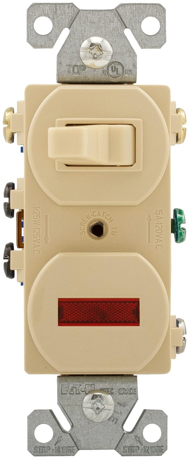 Main image of Eaton 294V 15 Amp 120V Combination 3-Way Switch & Pilot Light, Ivory
