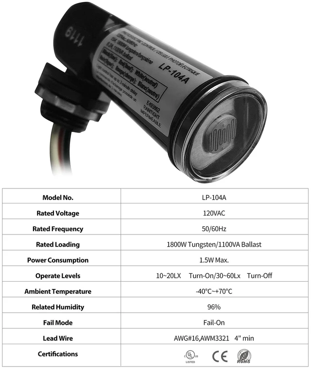 Alt view image 6 of 7 - GBAYSA 2 Pack Outdoor Photoelectric Sensor,Dusk to Dawn Swivel Mount Conduit Lighting Control with Photocell,Automatic Adjustable Photo Sensor Switch for Indoor and Outdoor Light