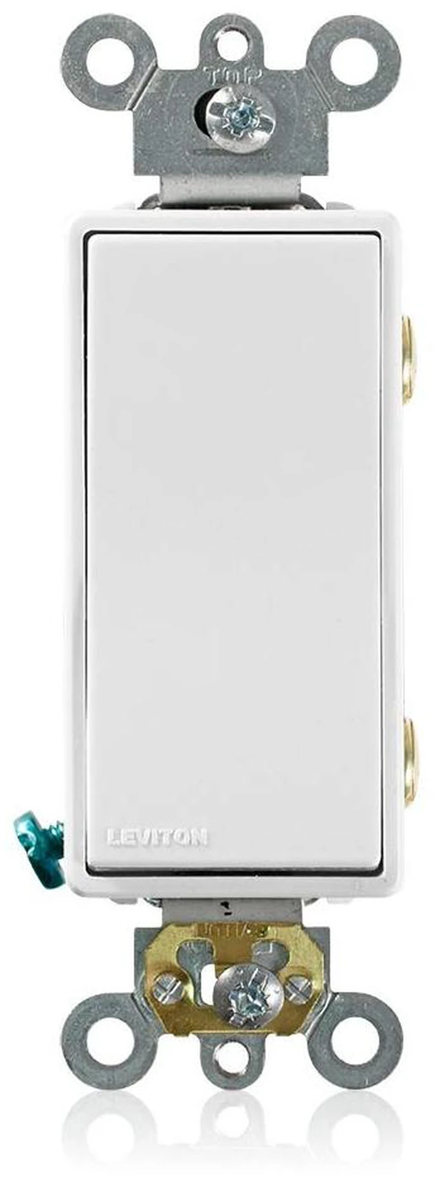 Main image of Leviton 20 Amp, 120/277 Volt, Decora Plus Rocker Double-Pole AC Quiet Switch, 5622-2W, White