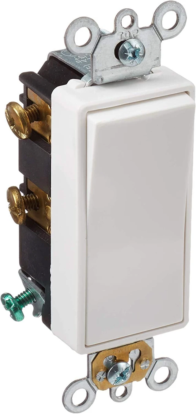 Alt view image 2 of 5 - Leviton 20 Amp, 120/277 Volt, Decora Plus Rocker Double-Pole AC Quiet Switch, 5622-2W, White