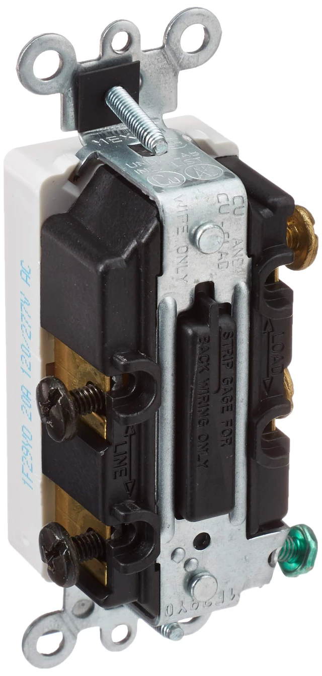 Alt view image 3 of 5 - Leviton 20 Amp, 120/277 Volt, Decora Plus Rocker Double-Pole AC Quiet Switch, 5622-2W, White