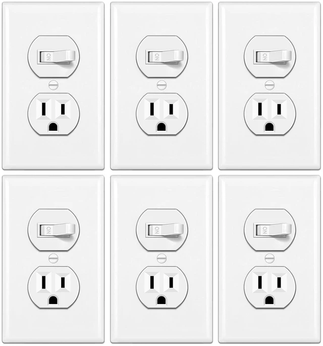 Main image of BESTTEN 6 Pack Combination Toggle Light Switch and Duplex Receptacle | Outlet