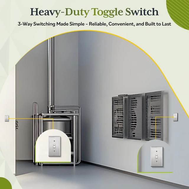 Alt view image 6 of 7 - TG20 Amp Commercial Toggle Light Switch, 3-Way Wall Switch, 5 Pack, White | UL Listed, Heavy-Duty Build, Commercial/Industrial Grade, Back & Side Wire High-Power Rated, 120V/277V AC, Easy Installation