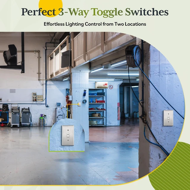 Alt view image 2 of 7 - TG20 Amp Commercial Toggle Light Switch, 3-Way Wall Switch, 5 Pack, White | UL Listed, Heavy-Duty Build, Commercial/Industrial Grade, Back & Side Wire High-Power Rated, 120V/277V AC, Easy Installation