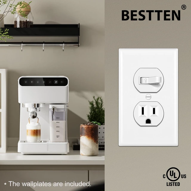 Alt view image 5 of 7 - BESTTEN 6 Pack Combination Toggle Light Switch and Duplex Receptacle | Outlet