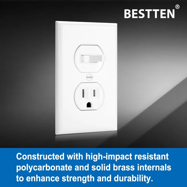 Alt view image 6 of 7 - BESTTEN 6 Pack Combination Toggle Light Switch and Duplex Receptacle | Outlet