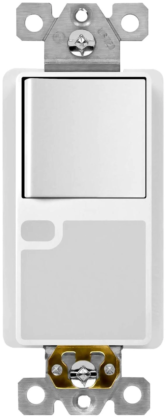 Main image of LED Guide Light Paddle Switch with Auto Daylight Sensor, White | Night Light with Auto Daylight Sensor, 125VAC/15A 3-Way/ Single Pole, UL listed, Dim white LED for Hallway, Stairs, Bathroom.