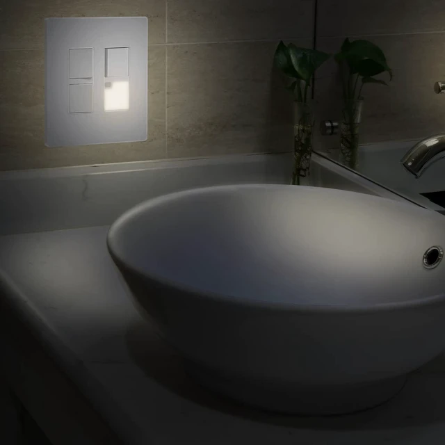 Alt view image 7 of 7 - LED Guide Light Paddle Switch with Auto Daylight Sensor, White | Night Light with Auto Daylight Sensor, 125VAC/15A 3-Way/ Single Pole, UL listed, Dim white LED for Hallway, Stairs, Bathroom.