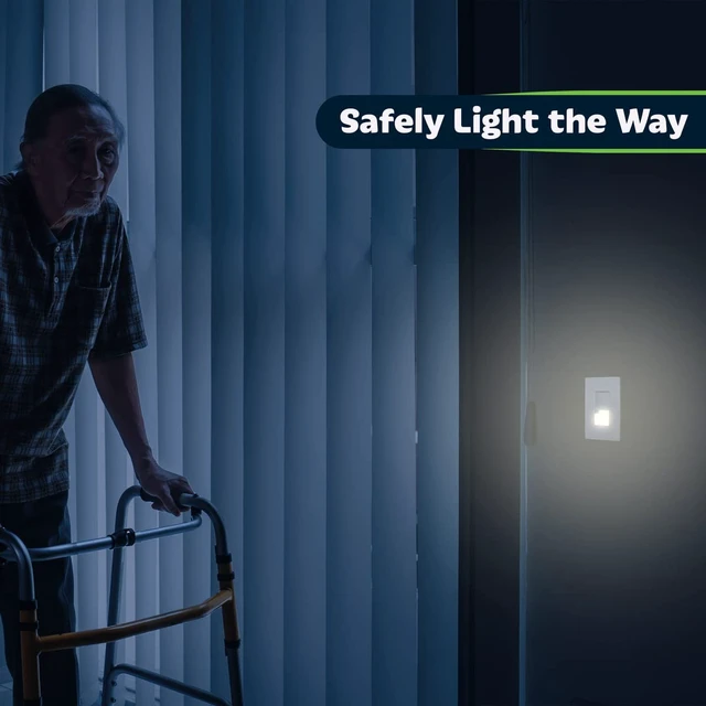 Alt view image 5 of 7 - LED Guide Light Paddle Switch with Auto Daylight Sensor, White | Night Light with Auto Daylight Sensor, 125VAC/15A 3-Way/ Single Pole, UL listed, Dim white LED for Hallway, Stairs, Bathroom.