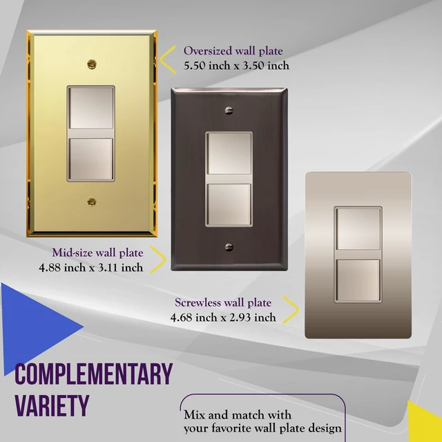 Alt view image 6 of 7 - ENERLITES Nickel Double Paddle Decorator Single Pole Switch, 15A, 1 Pack | Rocker Combination design, 120-277VAC, Clamp-Type Back Insert Wiring, Copper Wires Only, Residential/Commercial Grade