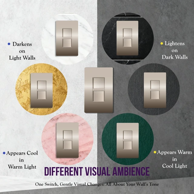 Alt view image 7 of 7 - ENERLITES Nickel Double Paddle Decorator Single Pole Switch, 15A, 1 Pack | Rocker Combination design, 120-277VAC, Clamp-Type Back Insert Wiring, Copper Wires Only, Residential/Commercial Grade