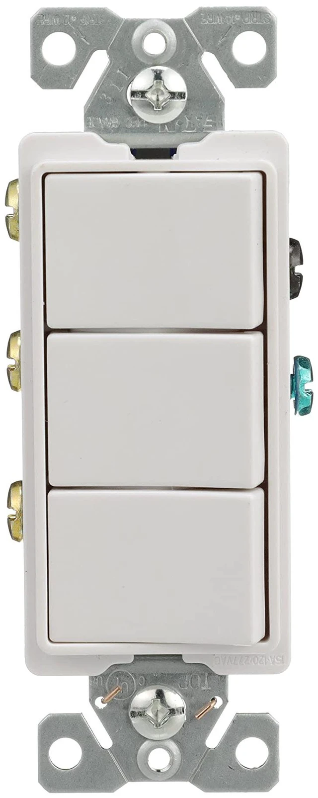 Main image of Eaton 7729W-SP 15-Amp 120-Volt Decorator Heavy Duty Grade Three Single-Pole Combination Switches, White