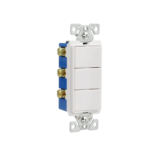 Alt view image 4 of 4 - Eaton 7729W-SP 15-Amp 120-Volt Decorator Heavy Duty Grade Three Single-Pole Combination Switches, White
