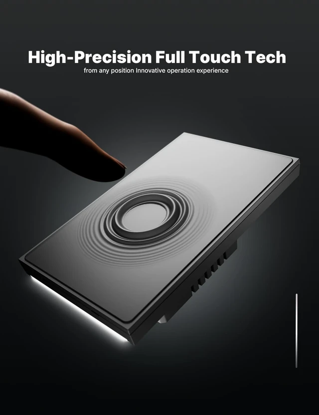 Alt view image 2 of 7 - MOES Full Touch WiFi Smart Light Switch Neutral Wire Needed, White 2 Gang | Star Feather Anti-Glare Full Touch Panel; Works with Smart Life/Tuya App, Alexa and Google Home, Vibration Feedback,Timer