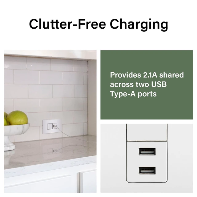 Alt view image 5 of 7 - Legrand Pass & Seymour TM83USBWCCV4 15 Amp Combination Decorator Rocker Light Switch and Type A USB Charging Ports, 3-Way, White (1 Count)
