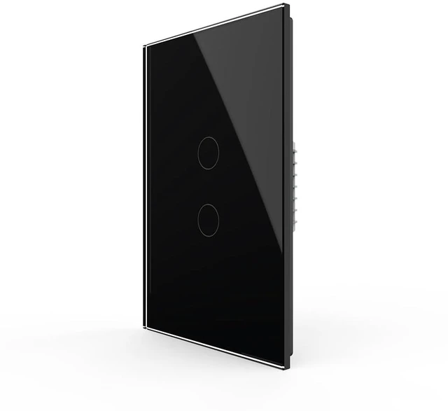 Main image of LIVOLO Modern Electrical Light Switch Tempered Glass Panel Single Pole Wall Touch Light Switch with Led Indicator,No Neutral Wire,2 Circles 1 Way (Black)