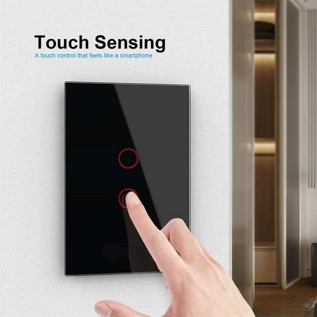 Alt view image 3 of 7 - LIVOLO Modern Electrical Light Switch Tempered Glass Panel Single Pole Wall Touch Light Switch with Led Indicator,No Neutral Wire,2 Circles 1 Way (Black)