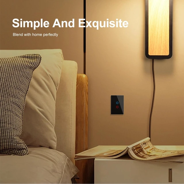 Alt view image 4 of 7 - LIVOLO Modern Electrical Light Switch Tempered Glass Panel Single Pole Wall Touch Light Switch with Led Indicator,No Neutral Wire,2 Circles 1 Way (Black)