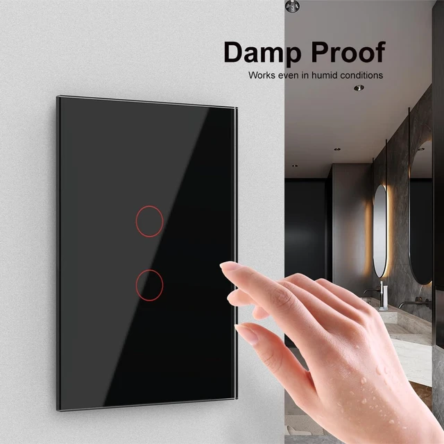 Alt view image 6 of 7 - LIVOLO Modern Electrical Light Switch Tempered Glass Panel Single Pole Wall Touch Light Switch with Led Indicator,No Neutral Wire,2 Circles 1 Way (Black)