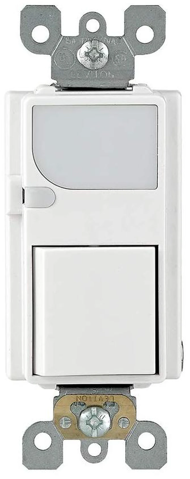 Main image of Leviton 15-Amp 120V AC Combination Decora Switch with LED Guide Light, 6526-W, White
