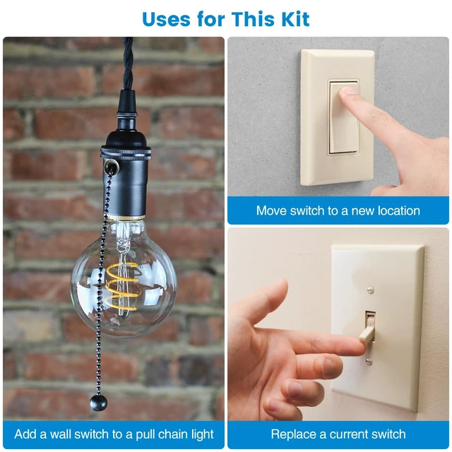 Alt view image 2 of 7 - Wireless Light Switch and Receiver Kit, Ortis 300ft RF Range Wireless Wall Switches for Lights, Fans, Battery Included, No Wiring Needed, Light Almond