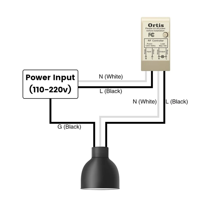 Alt view image 4 of 7 - Wireless Light Switch and Receiver Kit, Ortis 300ft RF Range Wireless Wall Switches for Lights, Fans, Battery Included, No Wiring Needed, Light Almond