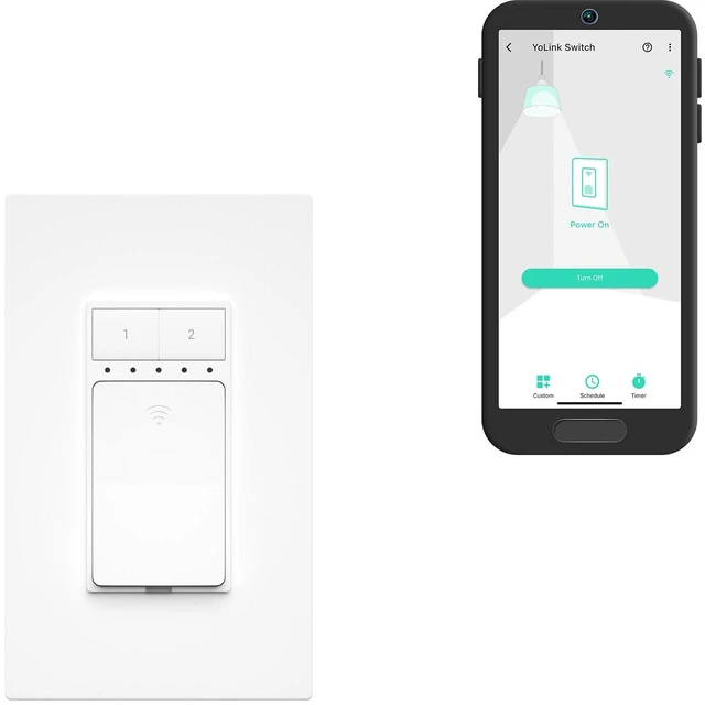 Main image of YoLink Smart Wall Light Switch, Single Pole, 10A, YS5708 | ETL Listed, App Timers, Voice Control, Neutral Wire Required, LoRa YoLink Protocol Up to 2034 Feet, YoLink Hub Required