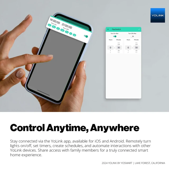 Alt view image 4 of 7 - YoLink Smart Wall Light Switch, Single Pole, 10A, YS5708 | ETL Listed, App Timers, Voice Control, Neutral Wire Required, LoRa YoLink Protocol Up to 2034 Feet, YoLink Hub Required