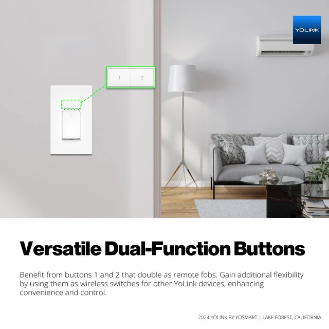 Alt view image 5 of 7 - YoLink Smart Wall Light Switch, Single Pole, 10A, YS5708 | ETL Listed, App Timers, Voice Control, Neutral Wire Required, LoRa YoLink Protocol Up to 2034 Feet, YoLink Hub Required