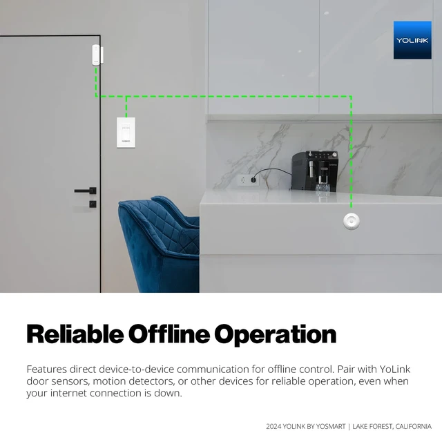 Alt view image 6 of 7 - YoLink Smart Wall Light Switch, Single Pole, 10A, YS5708 | ETL Listed, App Timers, Voice Control, Neutral Wire Required, LoRa YoLink Protocol Up to 2034 Feet, YoLink Hub Required