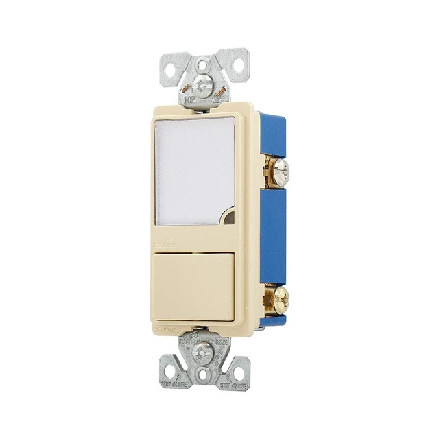 Alt view image 2 of 2 - Eaton 7738V 15-Amp 120-Volt Heavy Duty Grade One Single-Pole Switch with 1-Watt 120-Volt LED Nightlight Combination, Light Ivory
