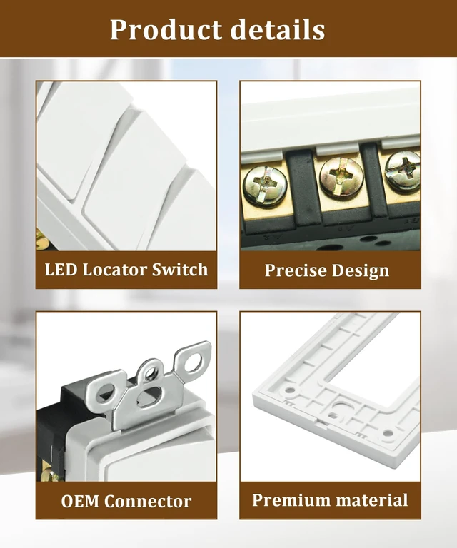 Alt view image 2 of 5 - P3RW Three-Rocker Wall Switch Fits for Screwless Wall Plate Cover, Light Switch Combo for Bathroom Exhaust Fan, White Multi-Function Control