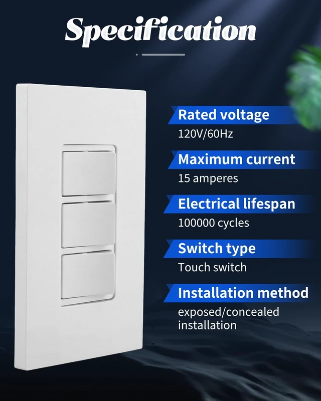 Alt view image 6 of 6 - P3RW Fan and Light Wall Switch Fit for Bathroom Exhaust Fan Heating,Three-Rocker Wall Light Switch Combo with Screw Less Wall Plate Cover, White