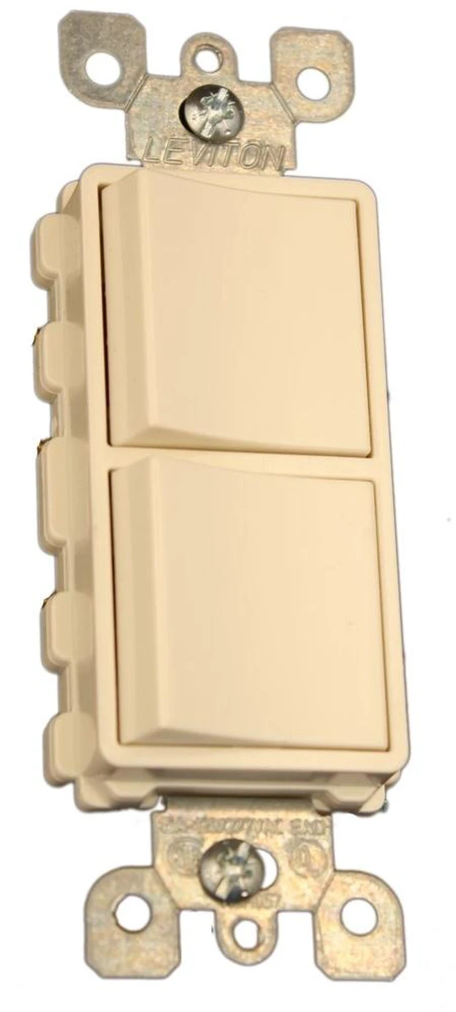 Main image of Leviton 15 Amp, 120/277 Volt, Decora Single-Pole / 3-Way AC Combination Switch, Commercial Grade, Grounding, 5641-T, Light Almond
