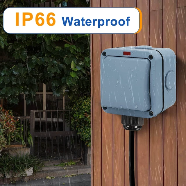 Alt view image 2 of 7 - NineLeaf 1 Gang Outdoor Light Switch, IP66 15A 110-250V SPDT Waterproof Exterior Wall Electrical Switch for Garden, Patio, Balcony, Pool, Outside Use