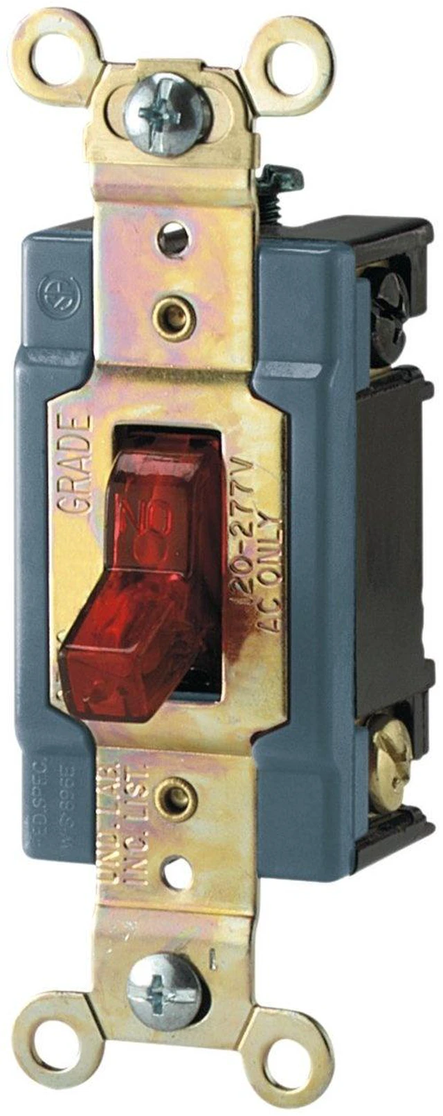 Main image of Eaton AH1201PL 15 Amp 120/277V Industrial Grade Toggle Switch with Pilot Light, Red