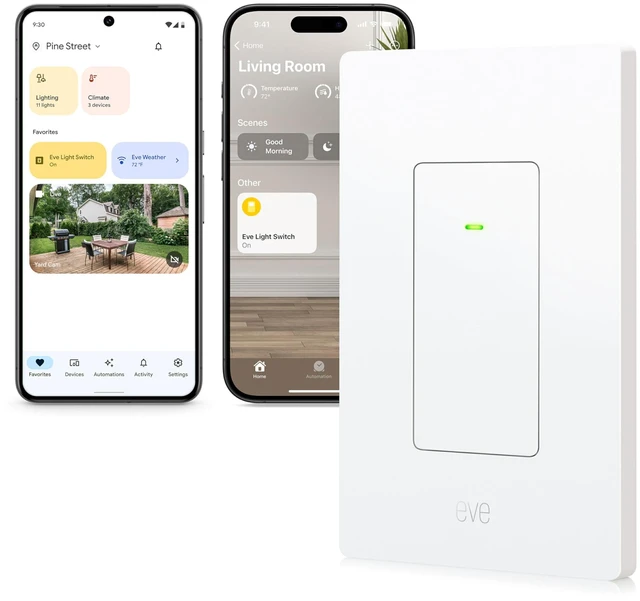 Main image of Eve Light Switch (Matter) Smart Wall Switch | for Apple, Alexa, Google, SmartThings, single-pole & 3-way switches; requ. Thread Border Router & neutral wire; UL-certified