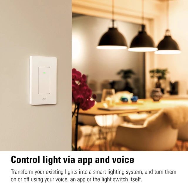 Alt view image 4 of 7 - Eve Light Switch (Matter) Smart Wall Switch | for Apple, Alexa, Google, SmartThings, single-pole & 3-way switches; requ. Thread Border Router & neutral wire; UL-certified