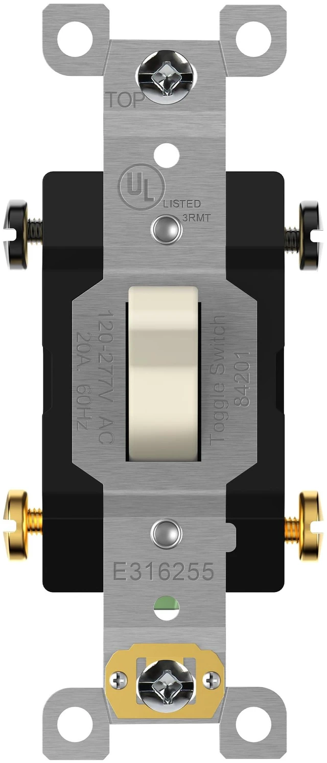 Main image of ENERLITES 20 Amp Commercial Toggle Light Switch, 4 Way, Light Almond | Heavy-duty build, oversized hardware, high-power rated, commercial/industrial use, UL Listed, easy installation, 1 Pack