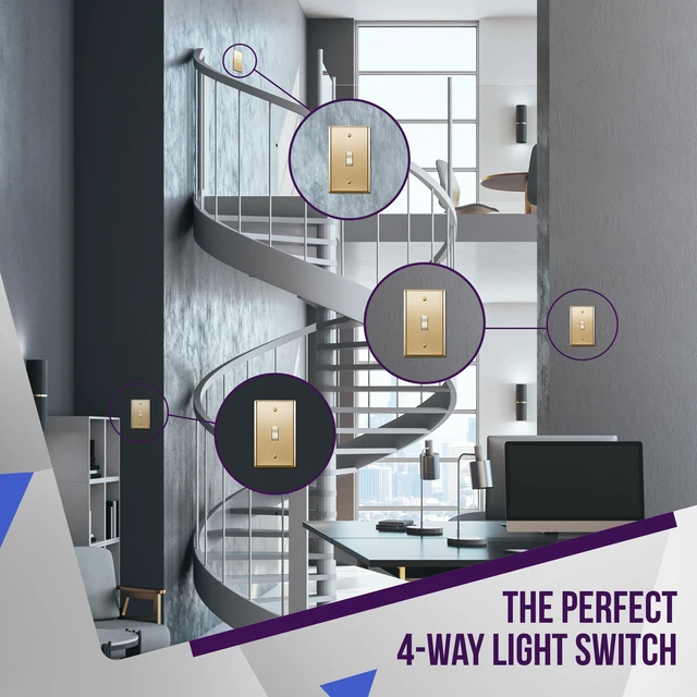 Alt view image 2 of 7 - ENERLITES 20 Amp Commercial Toggle Light Switch, 4 Way, Light Almond | Heavy-duty build, oversized hardware, high-power rated, commercial/industrial use, UL Listed, easy installation, 1 Pack