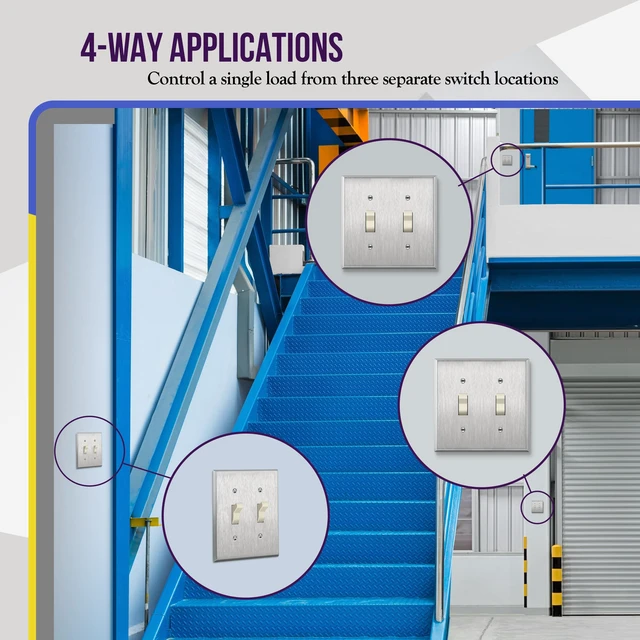 Alt view image 5 of 7 - ENERLITES 20 Amp Commercial Toggle Light Switch, 4 Way, Light Almond | Heavy-duty build, oversized hardware, high-power rated, commercial/industrial use, UL Listed, easy installation, 1 Pack