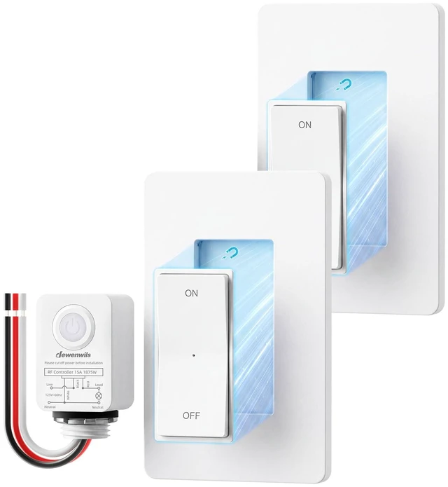 Main image of DEWENWILS 3 Way Wireless Light Switch and Receiver Kit, 15A Remote Control