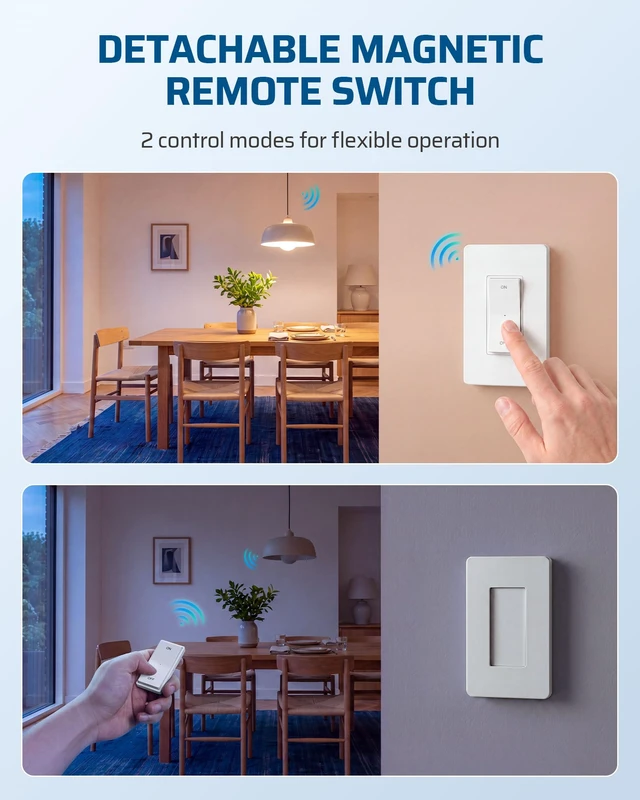 Alt view image 3 of 7 - DEWENWILS 3 Way Wireless Light Switch and Receiver Kit, 15A Remote Control
