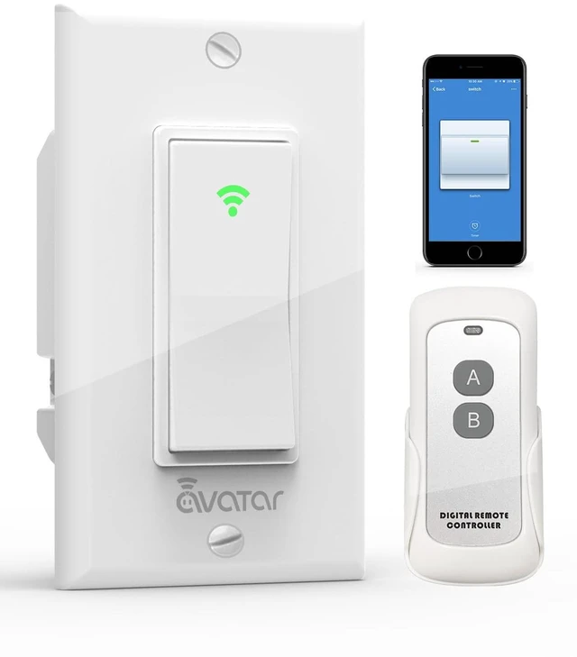 Main image of Smart Switch with App & Remote Control, Alexa Light Switch Single-Pole, 2.4GHz Wi-Fi Timer Wall Switch Compatible with Alexa Google Home, Neutral Wire Needed, No Hub Required