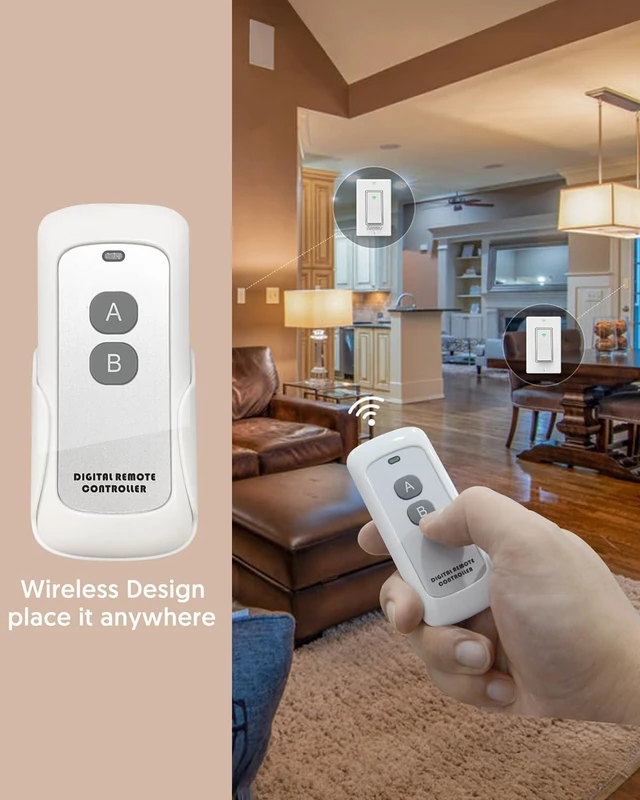 Alt view image 3 of 7 - Smart Switch with App & Remote Control, Alexa Light Switch Single-Pole, 2.4GHz Wi-Fi Timer Wall Switch Compatible with Alexa Google Home, Neutral Wire Needed, No Hub Required