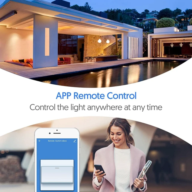 Alt view image 4 of 7 - Smart Switch with App & Remote Control, Alexa Light Switch Single-Pole, 2.4GHz Wi-Fi Timer Wall Switch Compatible with Alexa Google Home, Neutral Wire Needed, No Hub Required