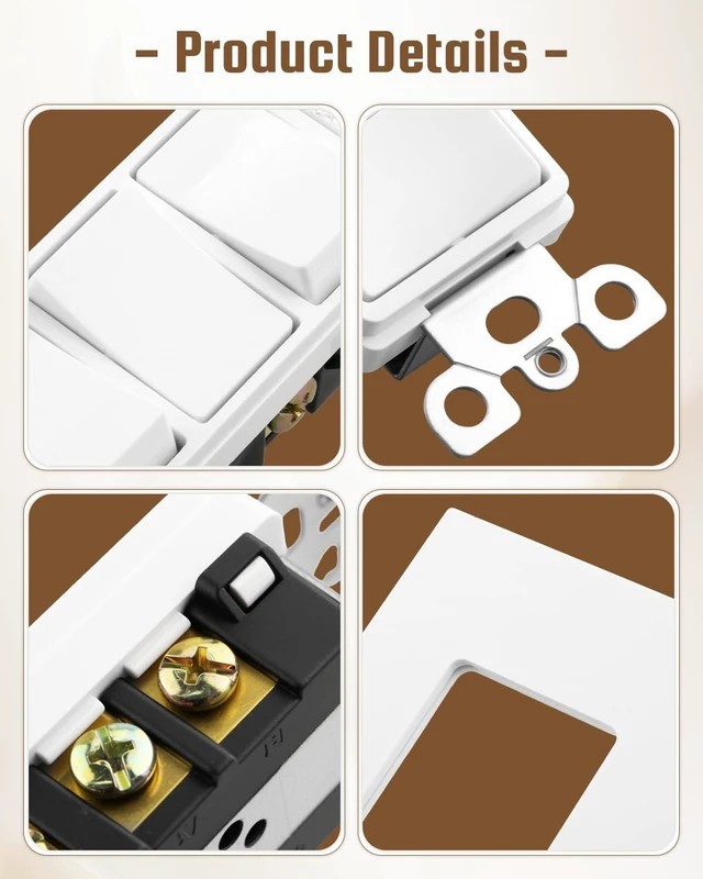 Alt view image 3 of 6 - P3RW Fan and Light Wall Switch, Three-Rocker Switch | with Screwless Wall Plate Cover Fit for Bathroom Exhaust Fan, White Wall Control Knob
