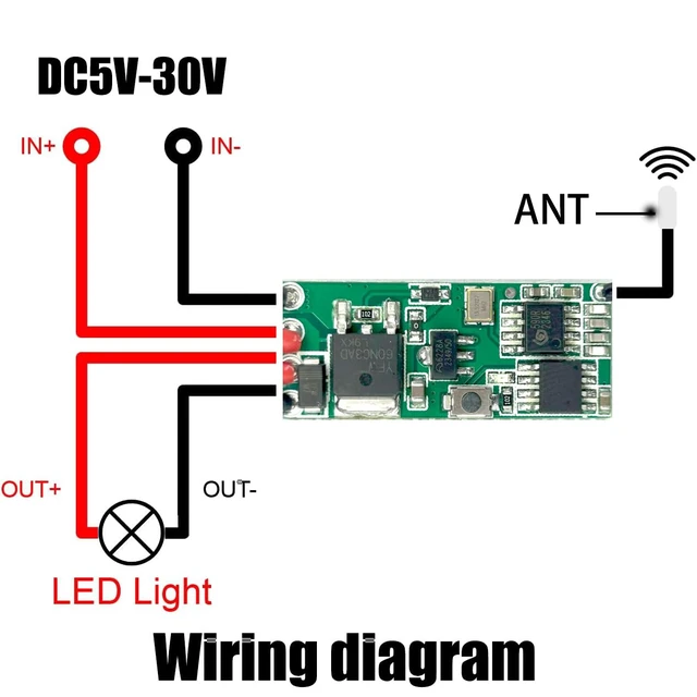 Alt view image 2 of 6 - VONVOFF Wireless Lights Switch and Receiver Kit 2 Way,No Wiring Mini Remote ralay Switch,No WiFi Needed, DC5V/12V/24V/5A/164ft Remote Control Lighting Fixture for Led Light,Ceiling Lights,Lamps,Fan.