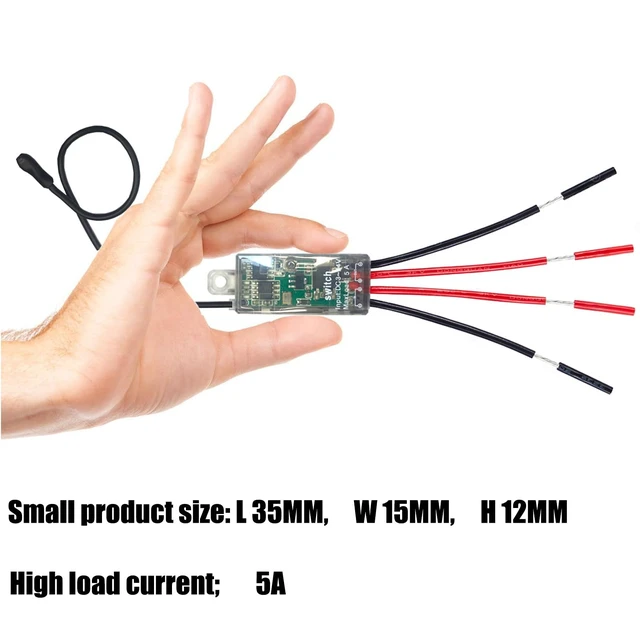 Alt view image 3 of 6 - VONVOFF Wireless Lights Switch and Receiver Kit 2 Way,No Wiring Mini Remote ralay Switch,No WiFi Needed, DC5V/12V/24V/5A/164ft Remote Control Lighting Fixture for Led Light,Ceiling Lights,Lamps,Fan.
